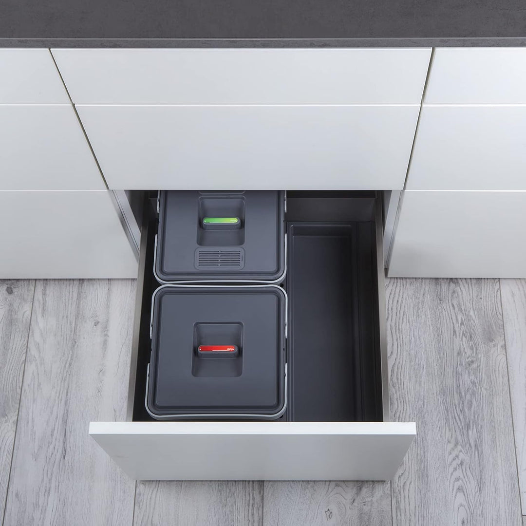 SOTECH Abfallsammler Draw 10+10L Mülleimer mit Deckel Abfallsystem für Auszug Korpusbreite 50 cm DRA