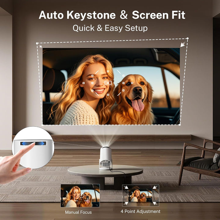 Mini Beamer 4k Heimkino Unterstützt Android 14, LYNCAST Mini projektor Tragbarer Projektor mit Bluet