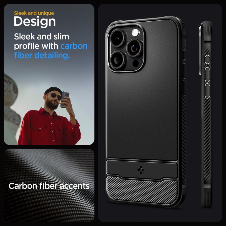 Spigen Rugged Armor MagFit Hülle Kompatibel mit iPhone 15 Pro Max -Matte Black, Matte Black
