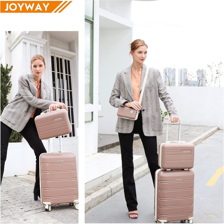 Joyway Kofferset 3 Teilig Hartschale mit 4 Rollen und TSA-Schloss Der Gepäcksets Enthält 1 Kosmetikk