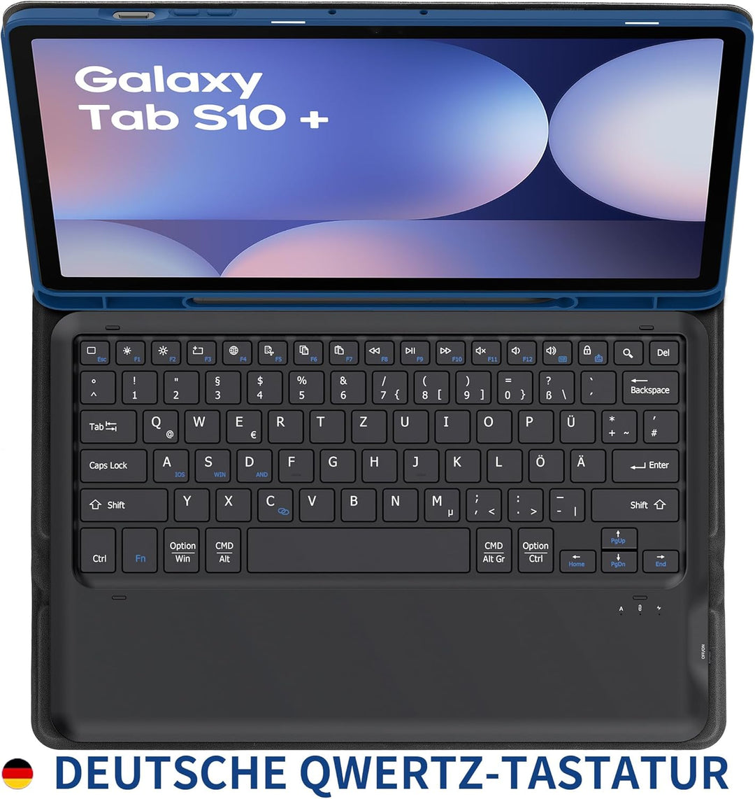 EasyAcc Tastatur Hülle Kompatibel mit Samsung Galaxy Tab S9 FE+ / S9+ / S9 Plus / S10+ 12.4 Zoll 202