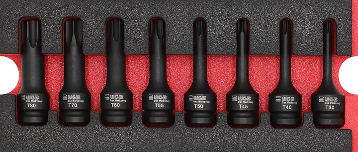 1/2" Torx Nuss Set in Werkzeug Einlage 8 teilig TX30 bis TX80 | Torx Bit und Stecknuss Set mit Loch