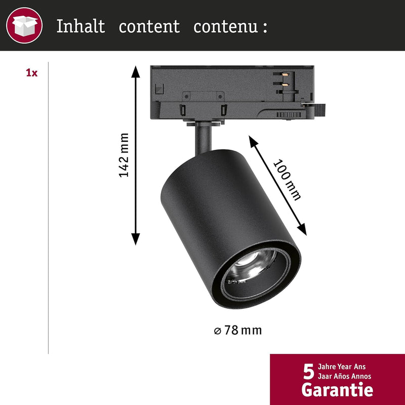 Paulmann Kratos LED-Schienenstrahler ProRail3 9W LED Schwarz