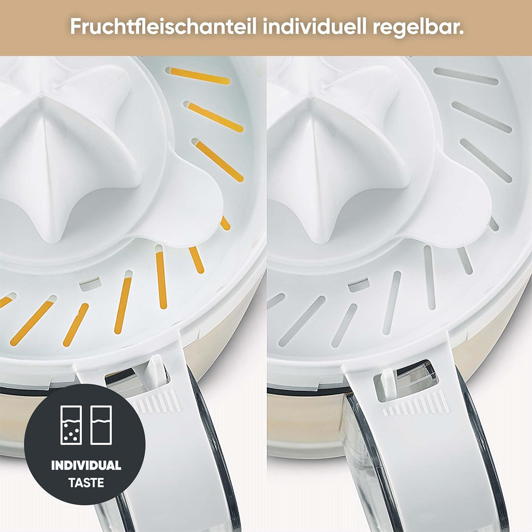 SEVERIN Citruspresse, Mit 2 Presskegeln, 40 W, CP3535, Weiss Weiss-Edelstahl, 40W
