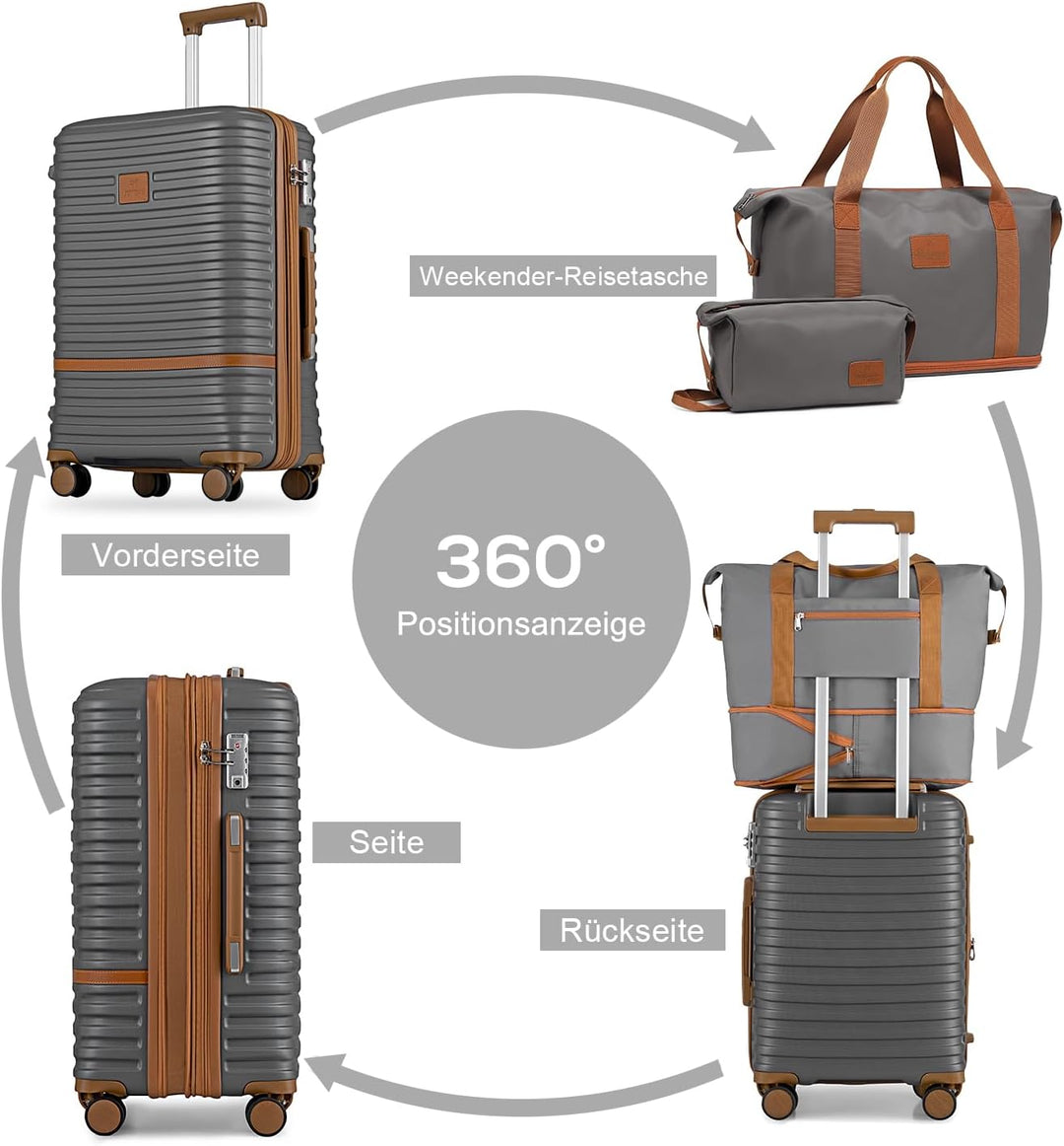 Joyway Kofferset Reisekoffer Set 6tlg Hartschale mit Beautycase Kosmetikkoffe mit 4 Rollen und TSA-S