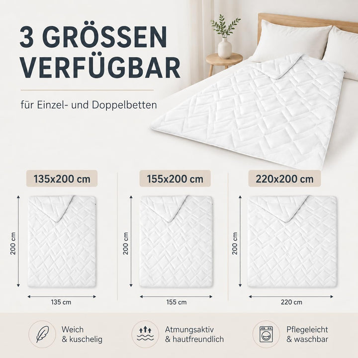 sei Design Mikrofaser Sommer-Bettdecke 220x200 | Kochfest, speziell für Allergiker und häufiges Wasc