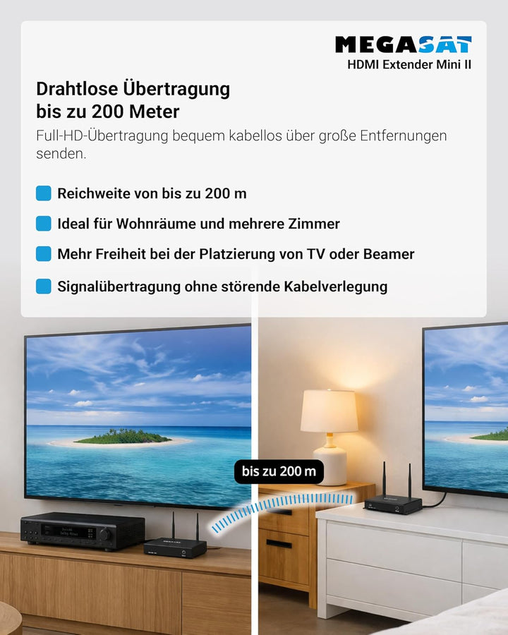 MegaSat Wireless HD Sender Premium II HDMI-Funkübertragung (Set) 200 m 20 kHz, 60 kHz 1920 x 1080 Pi