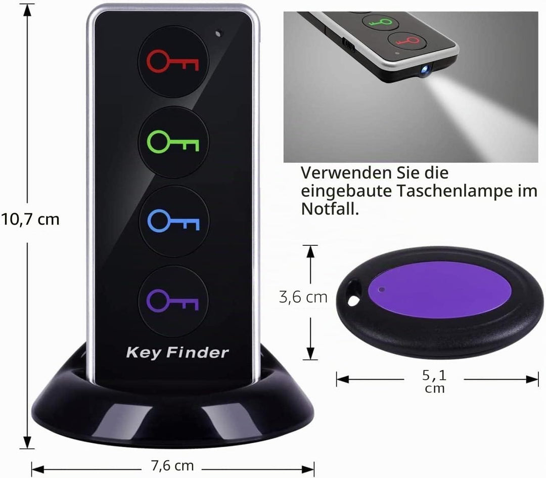 Schlüsselfinder Key Finder, Reyke Remote Finder Drahtloser RF-Gegenstandsfinder mit LED-Taschenlampe