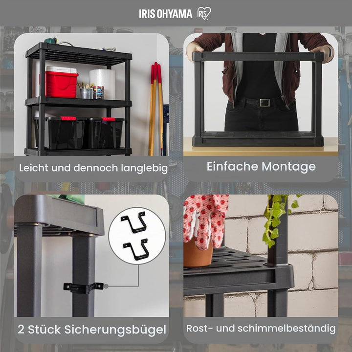 Iris Ohyama, Leichtes und Robustes Regal, Schwarz, Tragkraft 125kg, Einfach zu Montieren, Rost- und