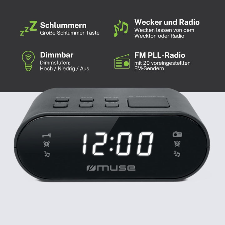 M-10 CR Radiowecker mit LED-Display, Zwei Weckzeiten | dimmbar | Hingucker, Kinder | FM Tuner, Lass