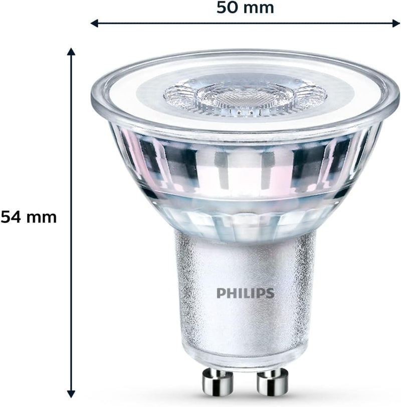 Philips LED Classic GU10 Lampen 6-er Pack (50 W), Reflektor LED Spots mit kaltweissem Licht, energie