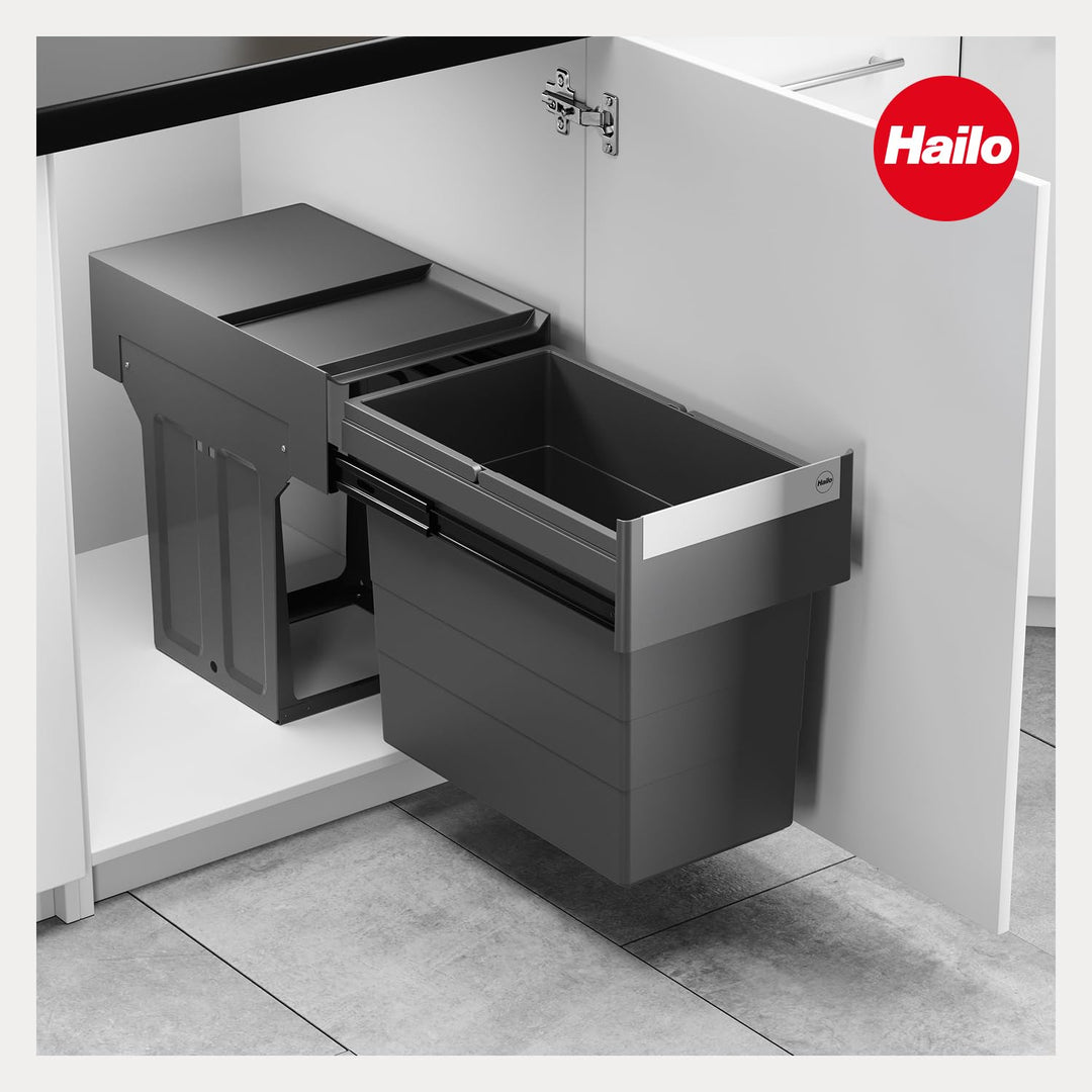 Hailo Abfallsammler 3666911 | Single Box 24 Liter Einbau-Mülleimer | für Unterschränke ab 30 cm Brei