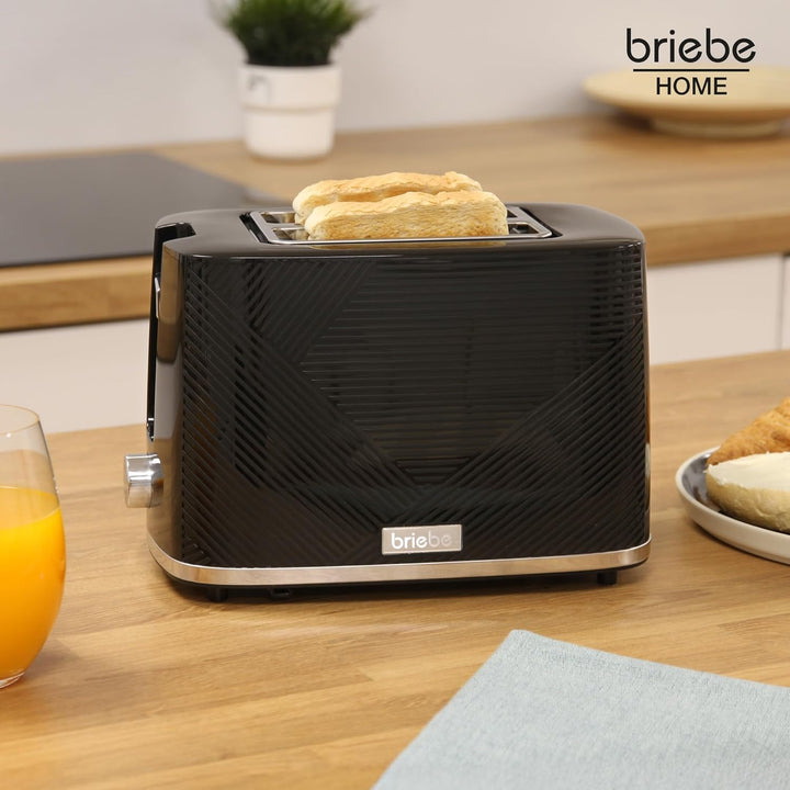 briebe Elegance Toaster mit breitem Schlitz, 2-Scheiben-Toaster, 7 Stufen, Abbrechen, Aufwärmen und