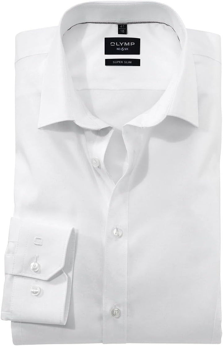 OLYMP Herren Businesshemd Langarm No. Six,Pin Point,super Slim,Modern Kent 36 Weiã, 36 Weiã