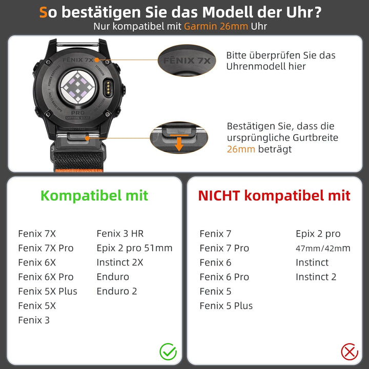 Laffav Armband Kompatibel mit Garmin Fenix 6X Pro Armband/Fenix 6X/Fenix 7X Pro/Fenix 7X Armband, Ny