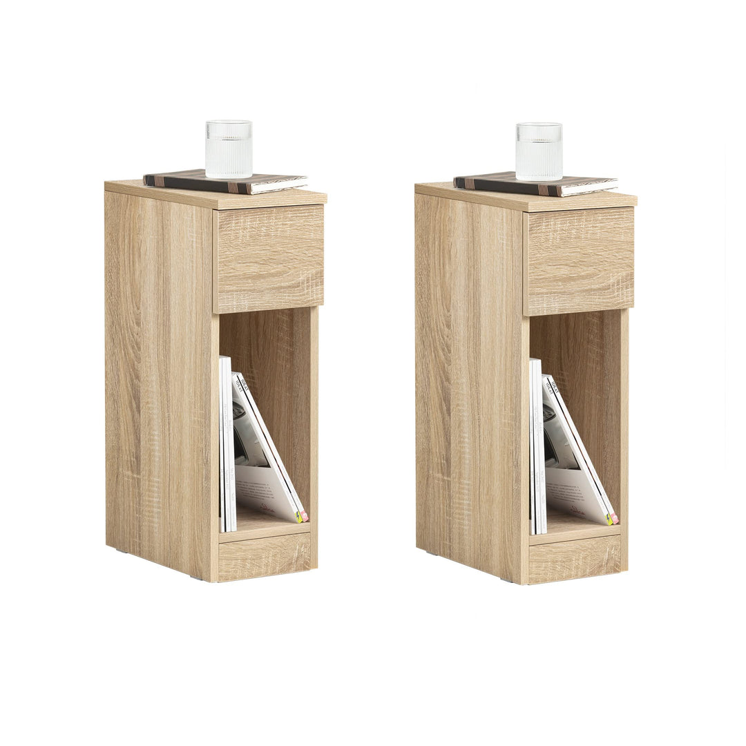 SoBuy FBT111-Nx2 Nachttisch 2er Set mit Schublade für Boxspringbett Sofatisch 2 stücke Beistelltisch
