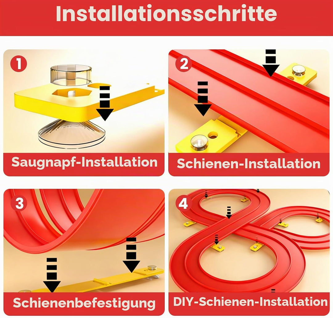 Autorennbahn 5M mit 4 Autos, Flexible Autorennbahn Kinder, Autorennbahns, Flexible Rennbahn Kinder,