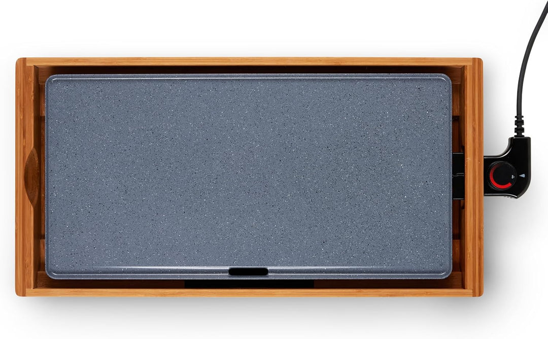 Livoo - Plancha Bambus mit Keramikbeschichtung DOC322-2200 W, 50 x 24,5 cm, ohne PFOA: PFOS, Schwarz