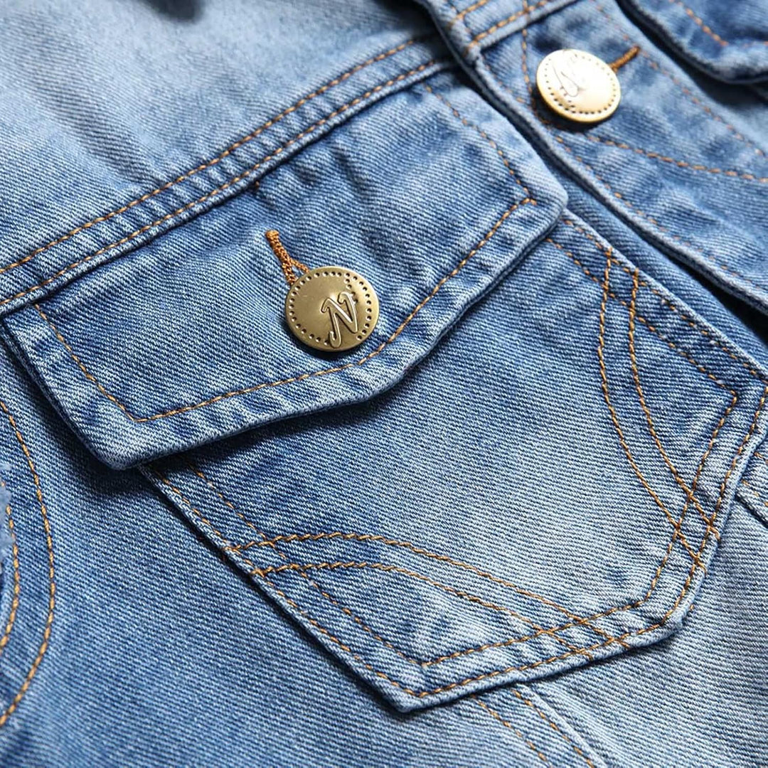 Lange ärmellose Jacke für Männer und Frauen, Denim-Weste für Herren, Revers, ärmellos, schmale Passf