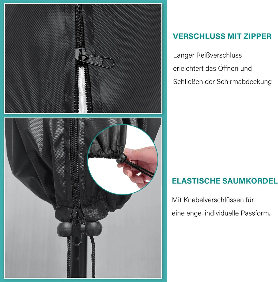 LEESITEC Sonnenschirm Schutzhülle,Sonnenschirm Abdeckung für 2 bis 4 M Grosse Sonnenschirm Schutzhül
