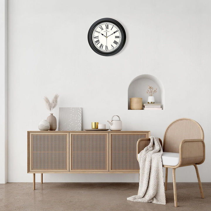 Lafocuse 30 cm Lautlos Wanduhr Römische Ziffern, Klassische Wanduhr Grau, Retro Wanduhr Ohne Tickger