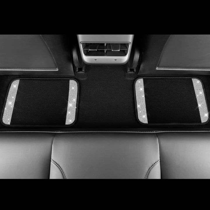 CAR PASS Universal Fit Glorious Strass-Teppich und Leder, komplettes Set, 4-teilig (schwarz und silb