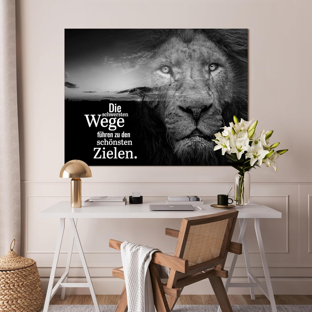 wandmotiv24 Leinwandbild Motivation, 60x45cm, Querformat, Die schönsten Ziele, Deko, Bilder auf Lein