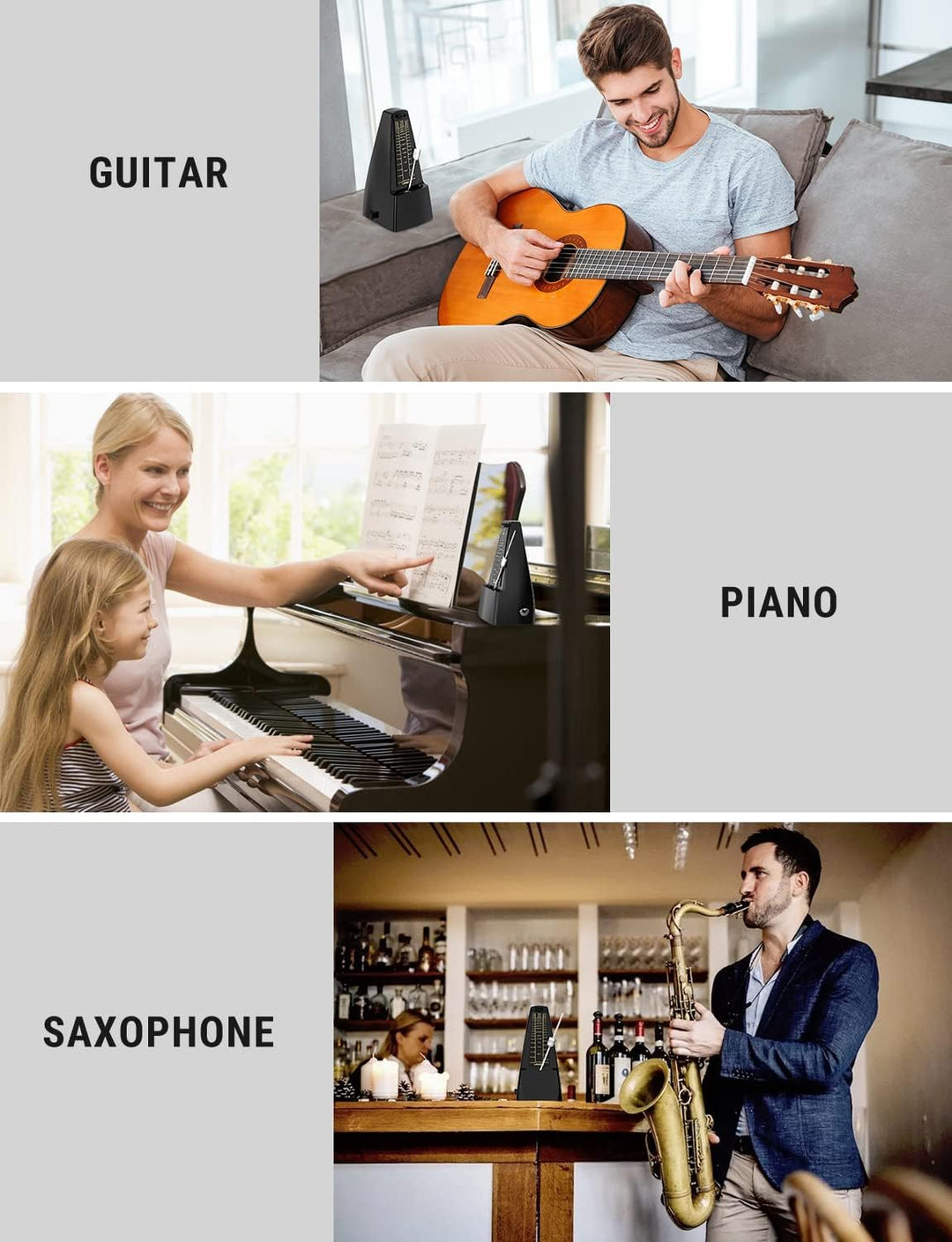 Linrax M1 Mechanisches Metronom für Klavier Violine Gitarre Bass Ukulele Schlagzeug Saxophon Banjo M