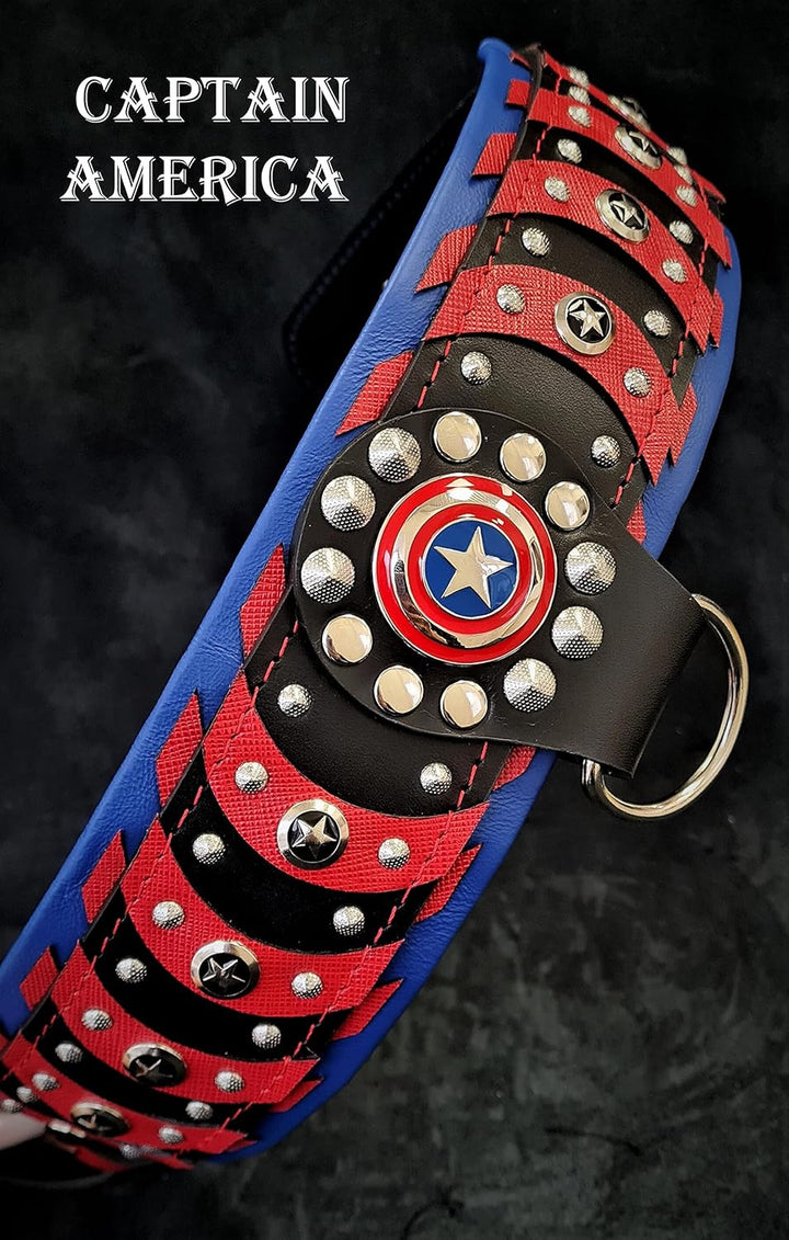Das ''Captain America'' Halsband 100% Leder XXL - für einen Hals von 65 - 75 cm, XXL - für einen Hal