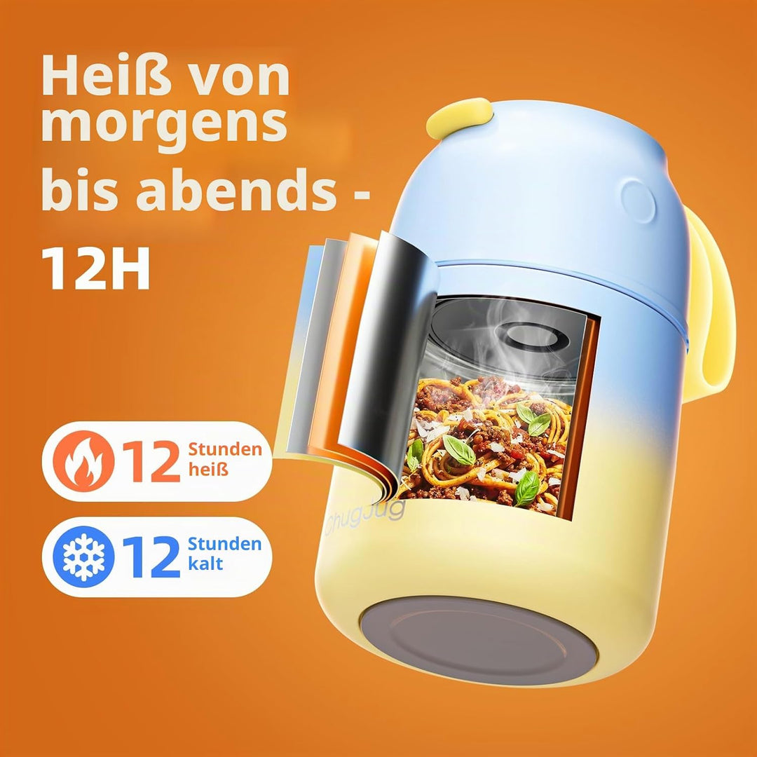 Thermobehälter für Essen 530ml, Edelstahl Thermobecher für Essen Warmhaltebehälter mit Löffel, Ausla