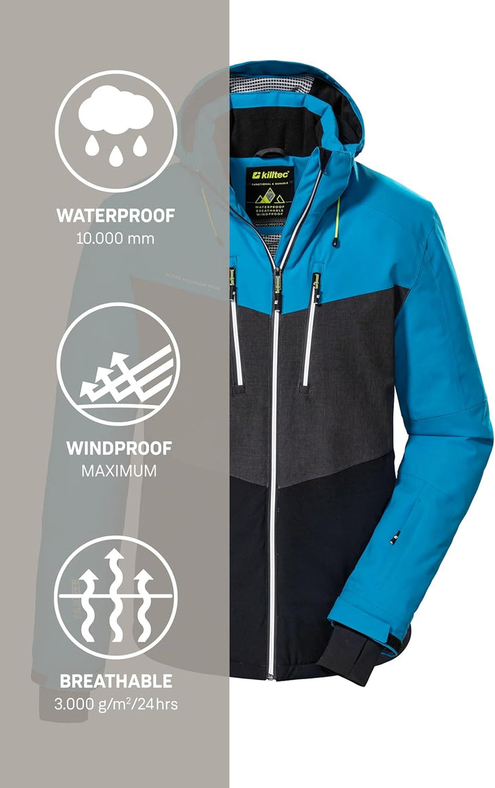 Killtec Herren Ksw 45 Mn Ski Jckt Skijacke/Funktionsjacke mit abzippbarer Kapuze und Schneefang S sc