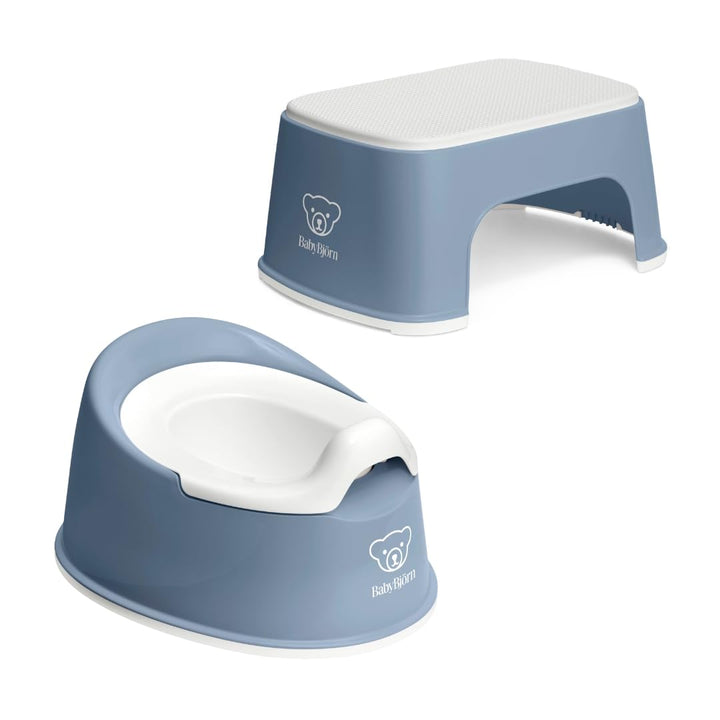 Bundle of BabyBjörn Cleveres Töpfchen, Graublau/Weiss + Tritthocker, Graublau/Weiss