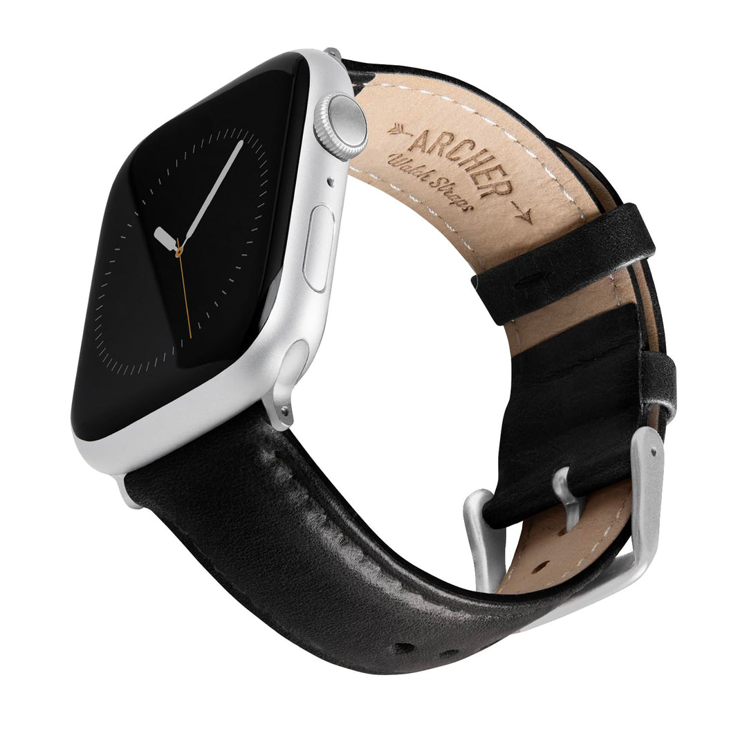 Archer Watch Straps - Uhrenarmbänder aus Hochwertigem Genarbtem Leder für Apple Watch Schwarz/abgest