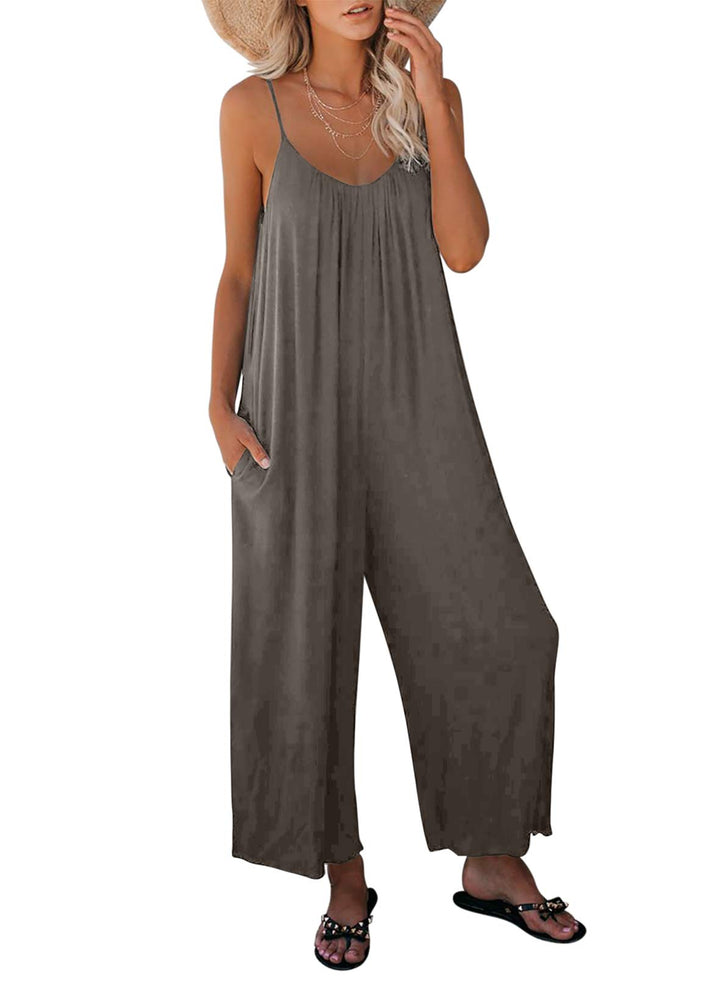 Damen Jumpsuit Ärmellos Jumpsuit Casual Overall Sexy Hosenanzug V-Ausschnitt Playsuit Sommer Oversiz