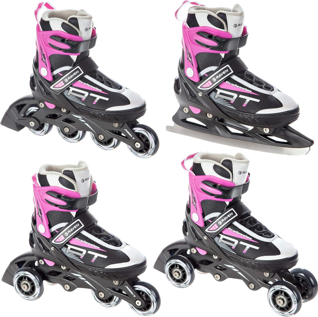 RAVEN Profession 4in1 Inlineskates Triskates Rollschuhe Schlittschuhe Inliner für Kinder und Erwachs