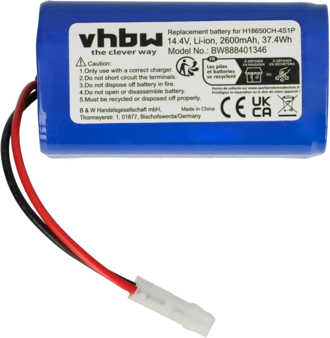 vhbw Akku kompatibel mit Xiaomi Mijia G1, Mi Robot Vacuum Mop Staubsauger (2600mAh, 14,4V, Li-Ion)