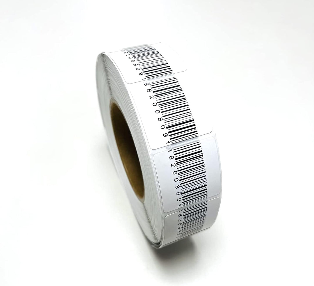 RF-Klebeetiketten 40x40 mm mit Barcode, Rollenetiketten 1000 o 2000 Stück, Anti-Diebstahl-Etiketten