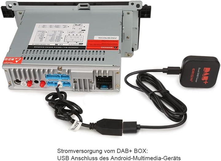 Erisin Dual Tuner DAB+ Digital Radio Box Antenne mit Verstärkter Antenne Kit Adapter für Auto Stereo