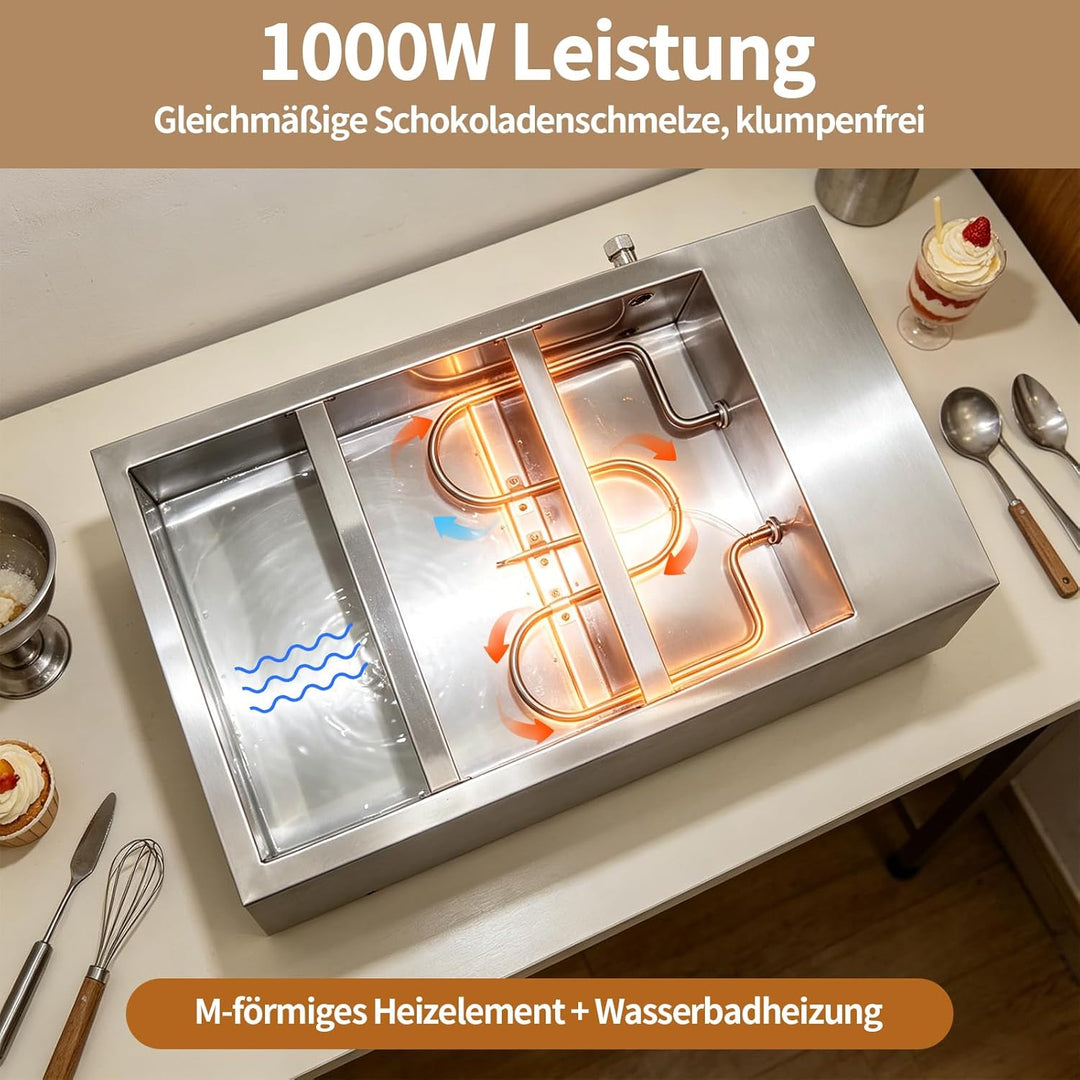 Schokoladenschmelzgerät mit 6 Schmelztiegel 1000W - Elektrische Schokolade Schmelzgerät 0-80°C Edels