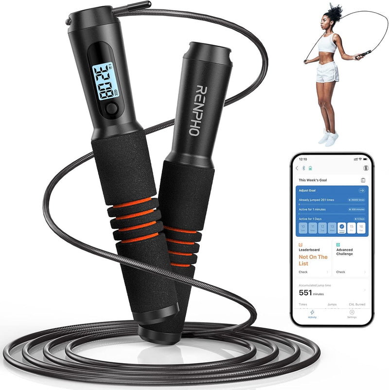 RENPHO Springseil, Smart Fitness Skipping Rope mit APP Daten Analyse, Workout-Jump Rope, Speed Rope