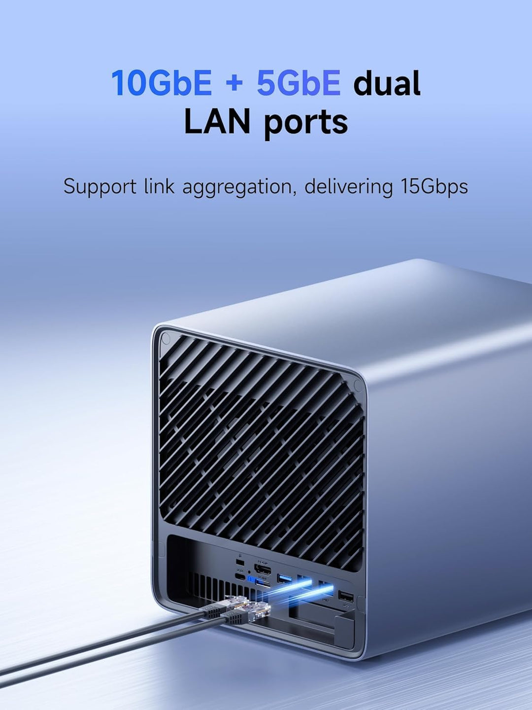 MINIS FORUM N5 Air 5-Bay Desktop-NAS, AMD Ryzen 7 255, 8C/16T CPU, Radeon 780M, 16GB RAM,64GB SSD, 3
