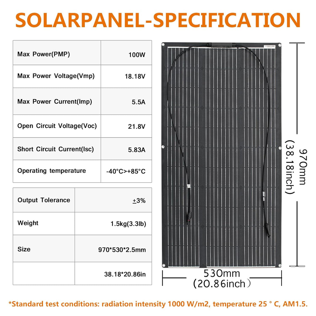 600W 12V Flexibel Solarpanel 6 * 100W 12V ETFE Monokristallines Solarladegerät Photovoltaik Solarmod
