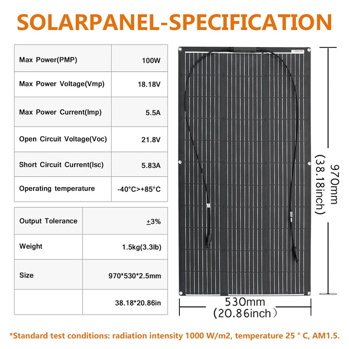 600W 12V Flexibel Solarpanel 6 * 100W 12V ETFE Monokristallines Solarladegerät Photovoltaik Solarmod