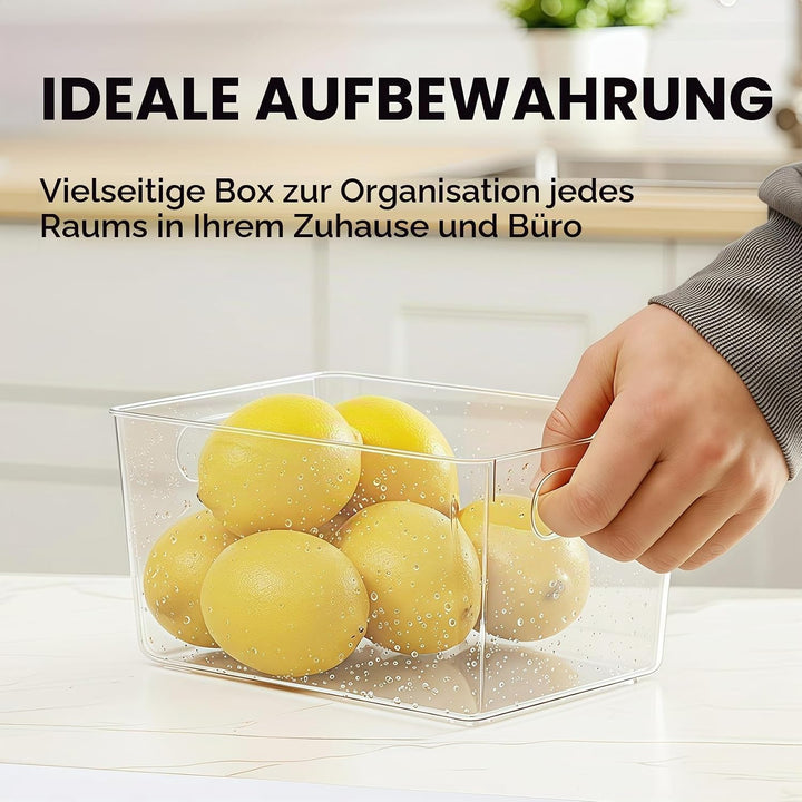 6er-Pack durchsichtige Kühlschrank-Organizer-Behälter mit Griffen – stapelbare Aufbewahrungsbehälter