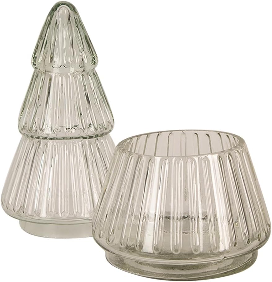 Clayre & Eef Glastopf Weihnachtsbaum Ø 11x21 cm Transparant Glas Vorratsglasdeckel