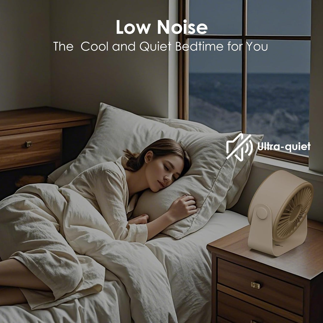 Minthouz 3000mAh Wiederaufladbarer USB-Ventilator,Leiser Tischventilator mit LED-Anzeige,4 Geschwind