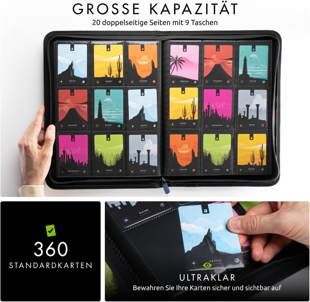 Vault X Premium eXo-Tec Zip Heftmappe - 9 Fächer Sammelkarten Trading Cards Mappe - 360 Fächer mit S