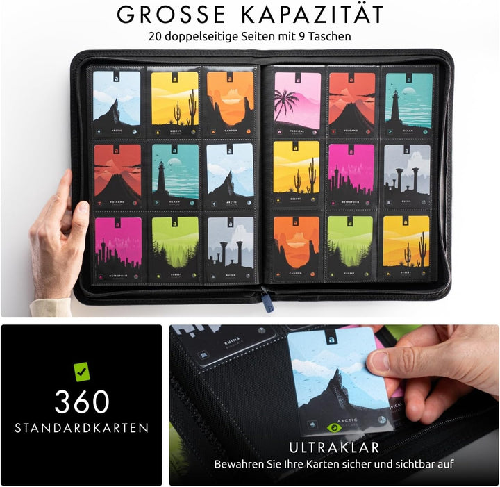 Vault X Premium eXo-Tec Zip Heftmappe - 9 Fächer Sammelkarten Trading Cards Mappe - 360 Fächer mit S