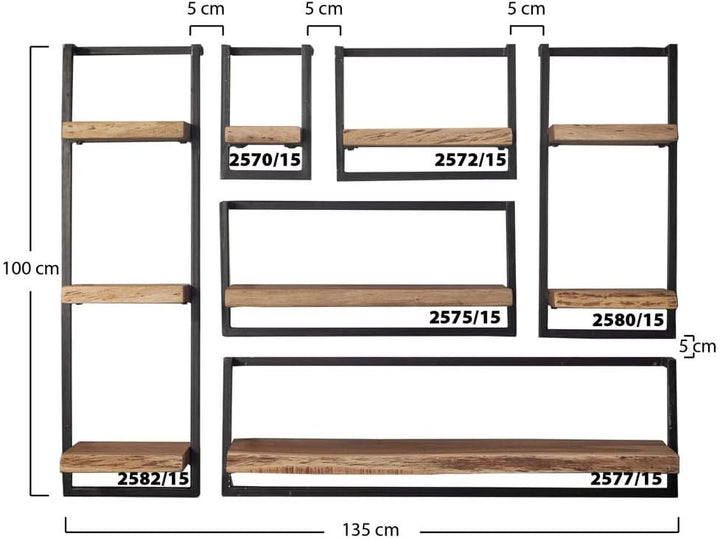 RINGO-Living Massivholz Regal Alani in Natur-hell und Schwarz-matt 1000mm, Akazie 1000 mm, 1000 mm