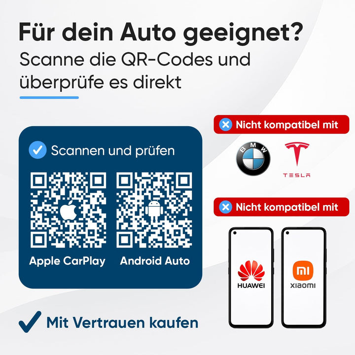 CarMe Ultra Mini 2-in-1 CarPlay Wireless Adapter & Android Auto Wireless Adapter, wandelt kabelgebun